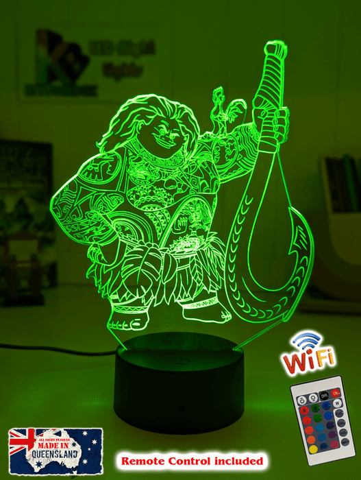 Maui Demigod Moana Personalised Name 3D LED Night Light Childrens Bedroom Lamp - KustomboxNight Lights & Ambient LightingKustomboxStandard Size
