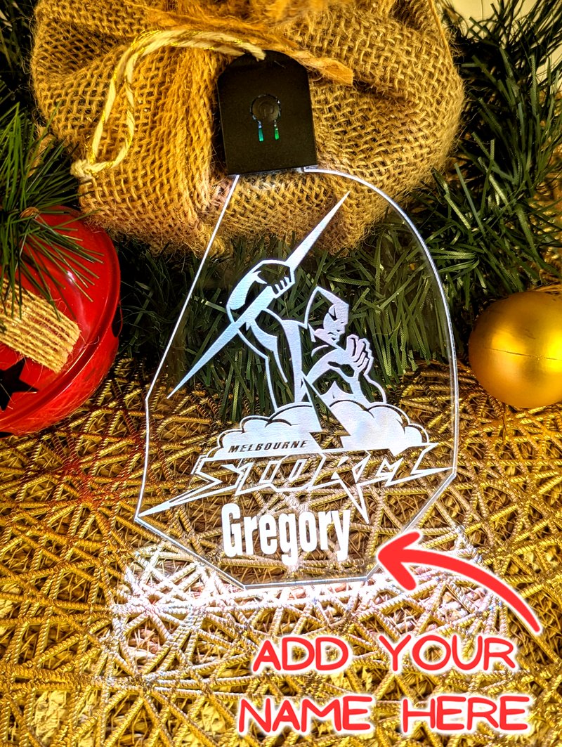 Melbourne Storm custom 3D LED baublewith name engraving and colour-changing effects