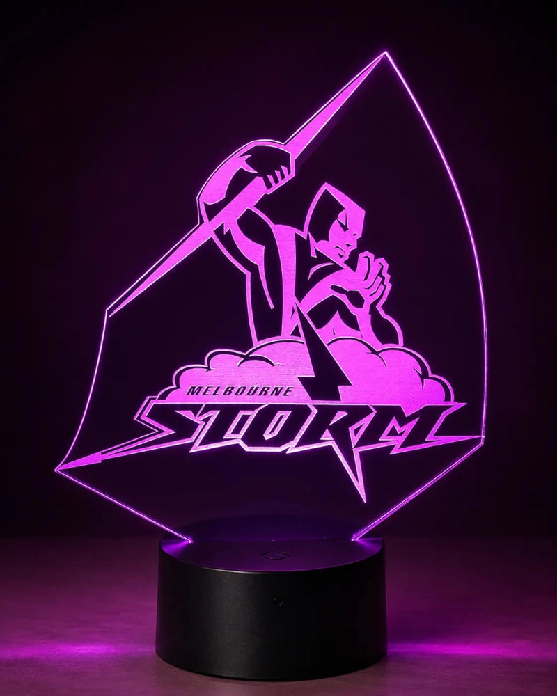 Melbourne Storm Rugby League 3D LED Night Light custom Name Lamp 16 Colour Remote - KustomboxNight Lights & Ambient LightingKustomboxStandard Size