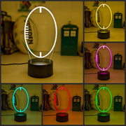Personalised Melbourne Storm LED night light featuring team logo outline and custom engraving, colour collage black base