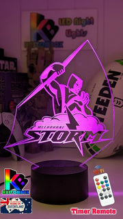 Personalised Melbourne Storm old logo 3D LED night light glowing in 7 colours, perfect for kids or man caves