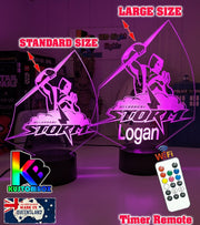  Custom Melbourne Storm LED lamp with engraved name, multi-colour lighting for rugby league fans Size chart 