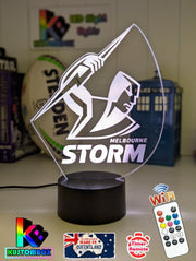 Personalised Melbourne Storm new logo 3D LED night light glowing in 7 colours, perfect for kids or man caves