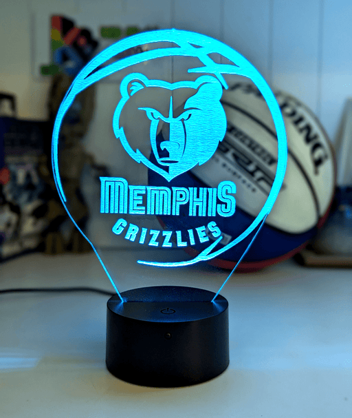 Memphis Grizzlies Personalised 3D LED Night Light Custom Name Basketball Lamp - KustomboxNight Lights & Ambient LightingKustomboxStandard Size - No Name