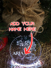 Mermaid Ariel Personalised Christmas Tree Bauble 3D LED Light Decoration - KustomboxNight Lights & Ambient LightingKustomboxBauble - Standard