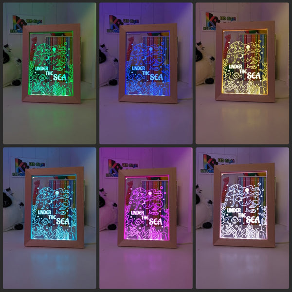 Mermaid Under the Sea Personalised Name Timber Frame USB 3D LED Night Light Lamp - KustomboxNight Lights & Ambient LightingKustomboxTimber Frame Light - $34.99