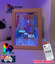 Mermaid Under the Sea Personalised Name Timber Frame USB 3D LED Night Light Lamp - KustomboxNight Lights & Ambient LightingKustomboxTimber Frame Light - $34.99