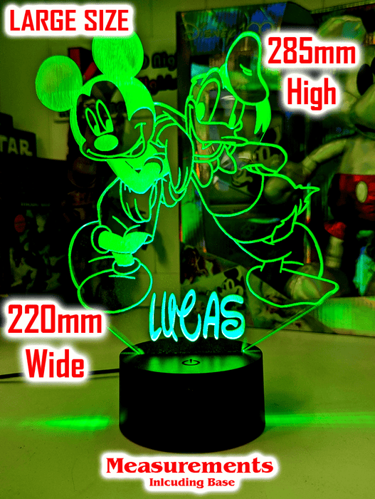 Mickey Mouse & Donald Duck Personalised Name 3D LED Night Light Lamp - KustomboxNight Lights & Ambient LightingKustomboxStandard Size
