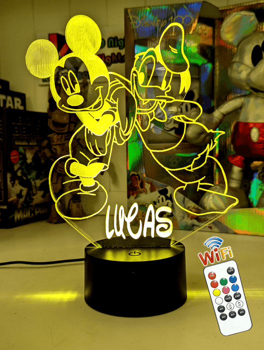 Mickey Mouse & Donald Duck Personalised Name 3D LED Night Light Lamp - KustomboxNight Lights & Ambient LightingKustomboxStandard Size