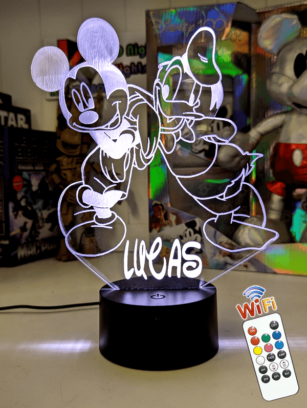 Mickey Mouse & Donald Duck Personalised Name 3D LED Night Light Lamp - KustomboxNight Lights & Ambient LightingKustomboxStandard Size