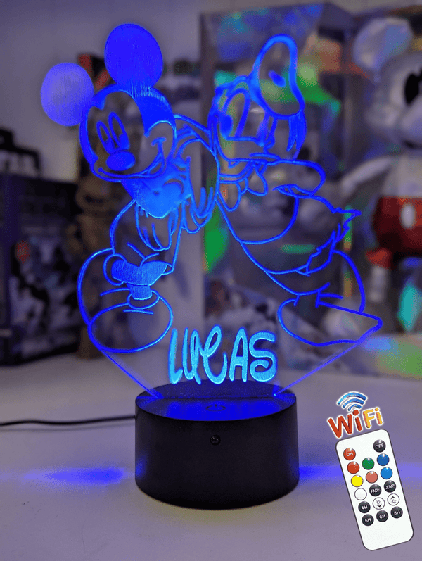 Mickey Mouse & Donald Duck Personalised Name 3D LED Night Light Lamp - KustomboxNight Lights & Ambient LightingKustomboxStandard Size