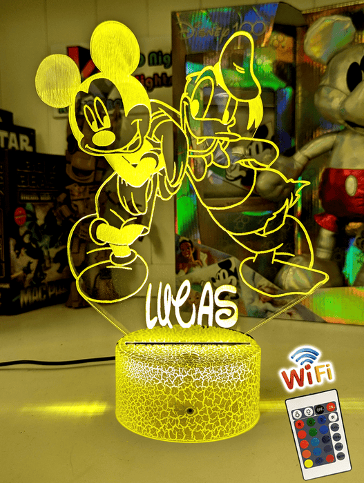Mickey Mouse & Donald Duck Personalised Name 3D LED Night Light Lamp - KustomboxNight Lights & Ambient LightingKustomboxStandard Size