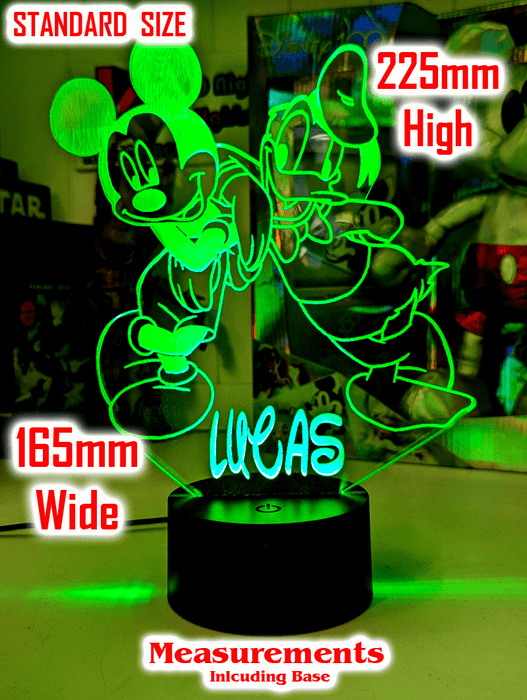 Mickey Mouse & Donald Duck Personalised Name 3D LED Night Light Lamp - KustomboxNight Lights & Ambient LightingKustomboxStandard Size