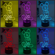 Mickey Mouse Standing Personalised 3D LED Night Light Custom Name Lamp 16 Colour - KustomboxNight Lights & Ambient LightingKustomboxStandard Size