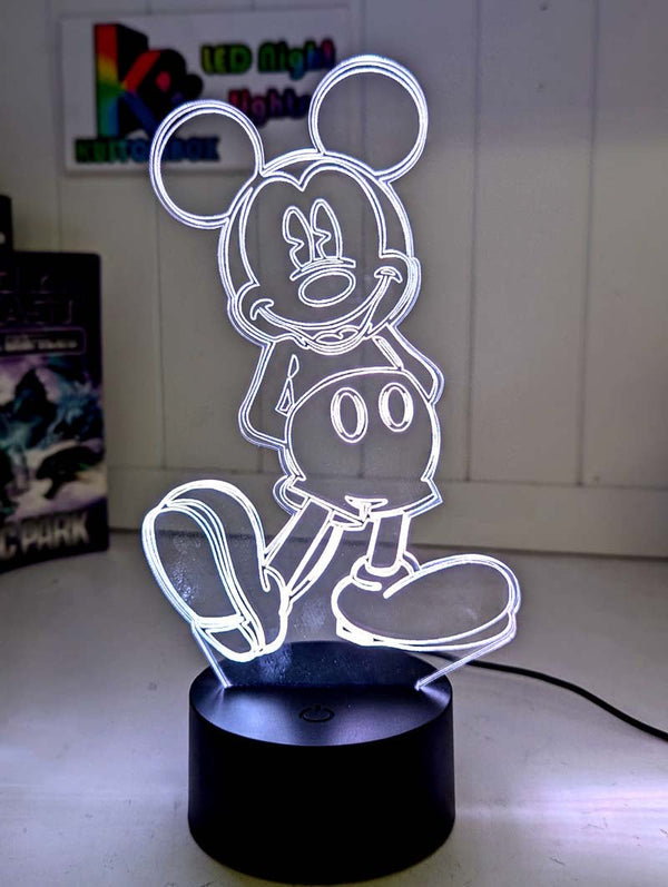 Mickey Mouse Standing Personalised 3D LED Night Light Custom Name Lamp 16 Colour - KustomboxNight Lights & Ambient LightingKustomboxStandard Size