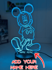 Mickey Mouse Standing Personalised 3D LED Night Light Custom Name Lamp 16 Colour - KustomboxNight Lights & Ambient LightingKustomboxStandard Size