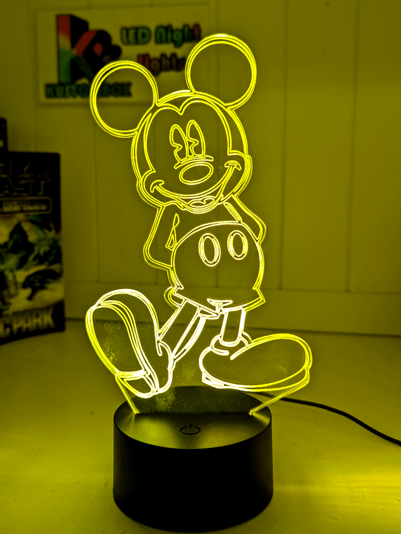 Mickey Mouse Standing Personalised 3D LED Night Light Custom Name Lamp 16 Colour - KustomboxNight Lights & Ambient LightingKustomboxStandard Size