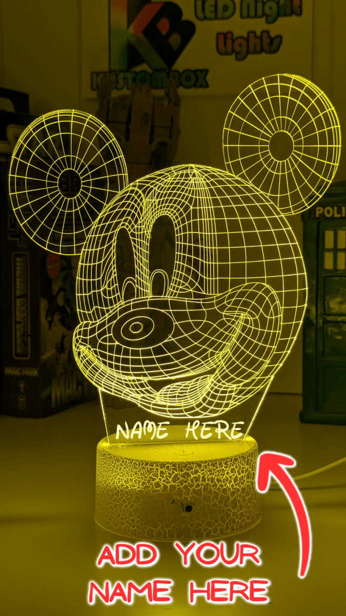 Mickey Mouse Wire Frame Head 3D LED Night Light Lamp - KustomboxNight Lights & Ambient LightingKustomboxStandard Size