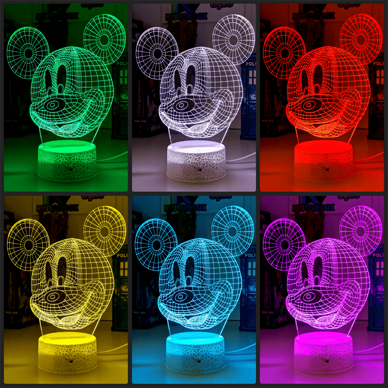Mickey Mouse Wire Frame Head 3D LED Night Light Lamp - KustomboxNight Lights & Ambient LightingKustomboxStandard Size