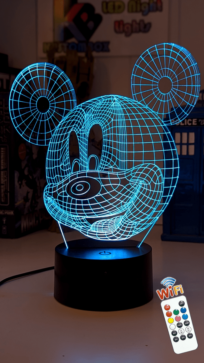 Mickey Mouse Wire Frame Head 3D LED Night Light Lamp - KustomboxNight Lights & Ambient LightingKustomboxStandard Size