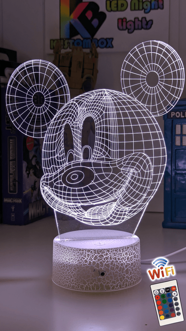 Mickey Mouse Wire Frame Head 3D LED Night Light Lamp - KustomboxNight Lights & Ambient LightingKustomboxStandard Size