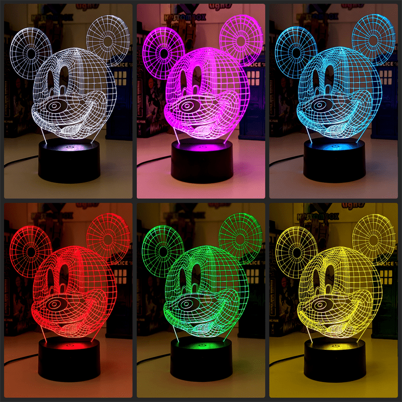 Mickey Mouse Wire Frame Head 3D LED Night Light Lamp - KustomboxNight Lights & Ambient LightingKustomboxStandard Size