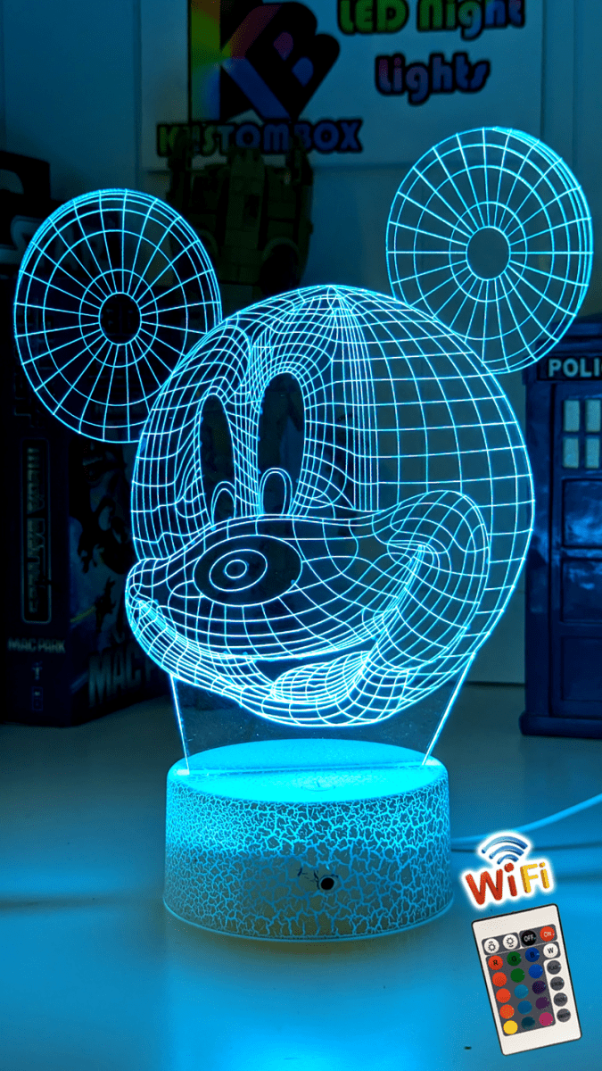 Mickey Mouse Wire Frame Head 3D LED Night Light Lamp - KustomboxNight Lights & Ambient LightingKustomboxStandard Size