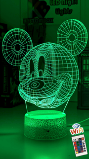 Mickey Mouse Wire Frame Head 3D LED Night Light Lamp - KustomboxNight Lights & Ambient LightingKustomboxStandard Size
