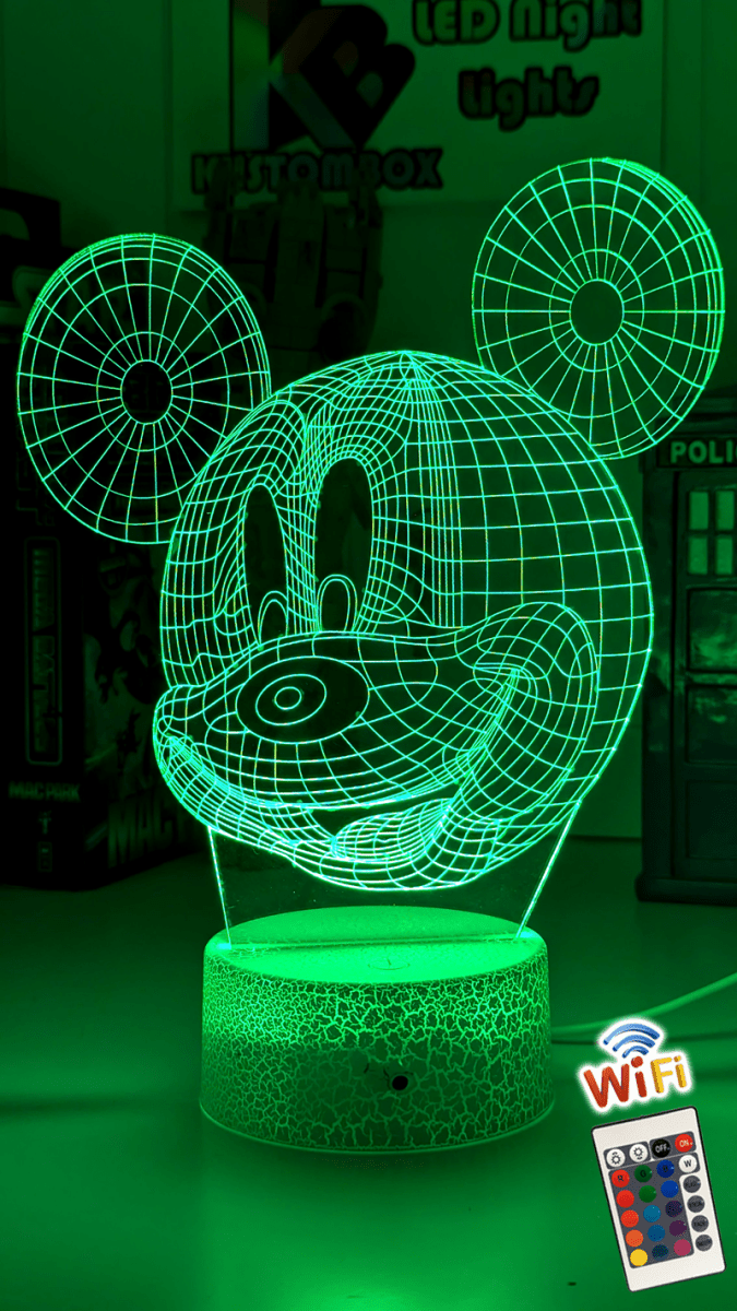 Mickey Mouse Wire Frame Head 3D LED Night Light Lamp - KustomboxNight Lights & Ambient LightingKustomboxStandard Size