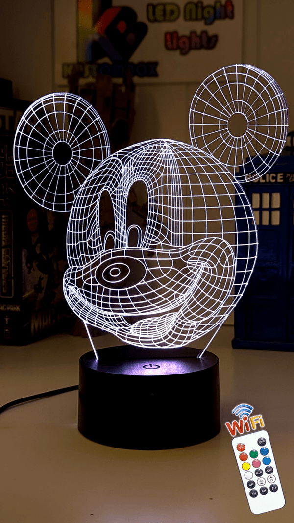 Mickey Mouse Wire Frame Head 3D LED Night Light Lamp - KustomboxNight Lights & Ambient LightingKustomboxStandard Size
