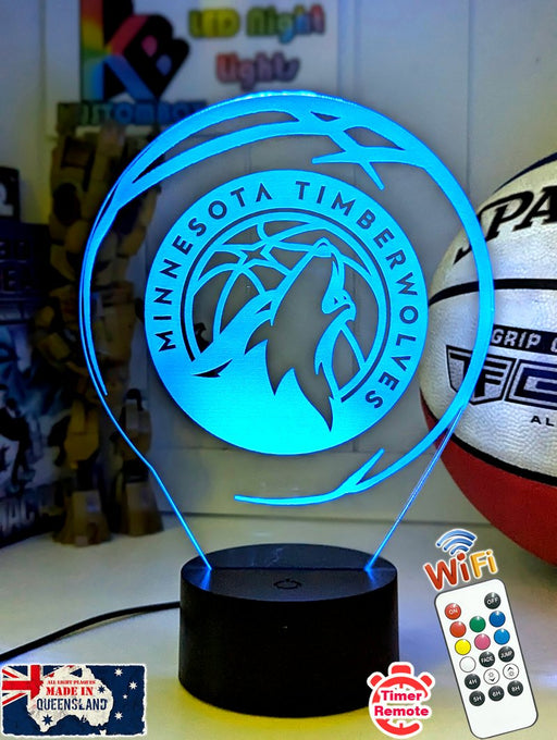 Minessota Timberwolves Basketball 3d LED Night Light Lamp - KustomboxNight Lights & Ambient LightingKustomboxStandard Size
