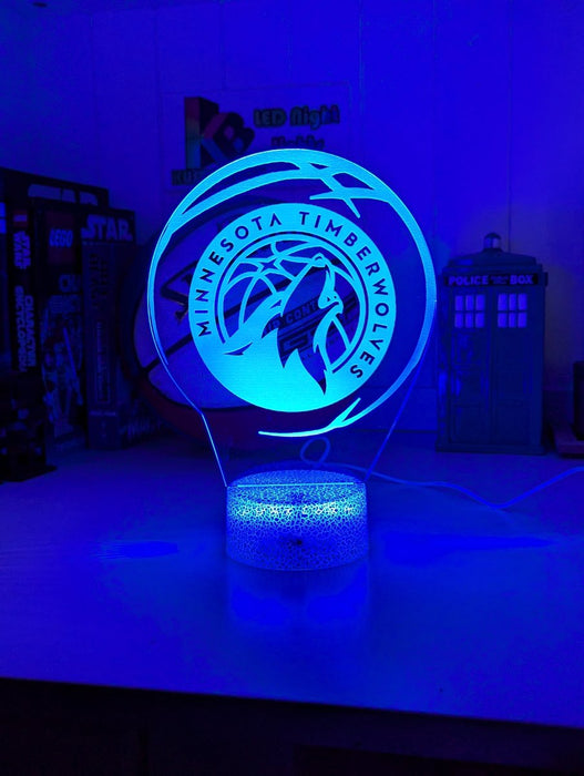 Minessota Timberwolves Basketball 3d LED Night Light Lamp - KustomboxNight Lights & Ambient LightingKustomboxStandard Size