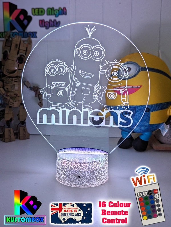 Minions Kevin Stuart & Phil Personalised Name 3D LED Night Light Lamp - KustomboxNight Lights & Ambient LightingKustomboxStandard Size