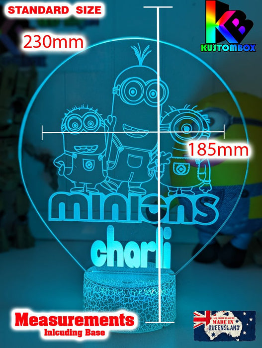 Minions Kevin Stuart & Phil Personalised Name 3D LED Night Light Lamp - KustomboxNight Lights & Ambient LightingKustomboxStandard Size