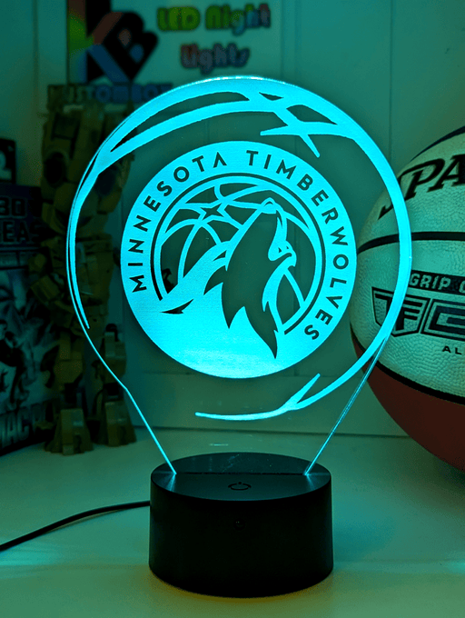 Minnesota Timberwolves Personalised 3D LED Night Light Custom Name Basketball Lamp - KustomboxNight Lights & Ambient LightingKustomboxStandard Size