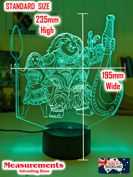 Moana & Maui Demigod Personalised Name 3D LED Night Light Childrens Bedroom Lamp - KustomboxNight Lights & Ambient LightingKustomboxStandard Size