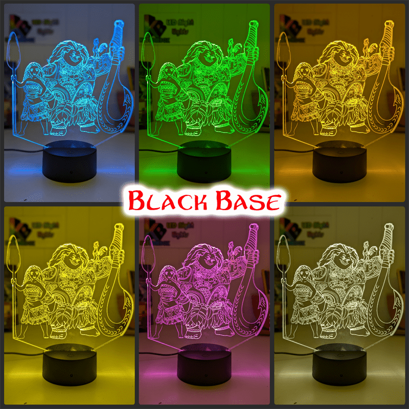 Moana & Maui Demigod Personalised Name 3D LED Night Light Childrens Bedroom Lamp - KustomboxNight Lights & Ambient LightingKustomboxStandard Size