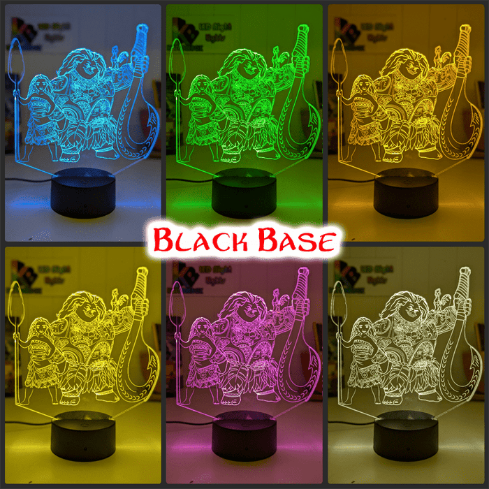 Moana & Maui Demigod Personalised Name 3D LED Night Light Childrens Bedroom Lamp - KustomboxNight Lights & Ambient LightingKustomboxStandard Size