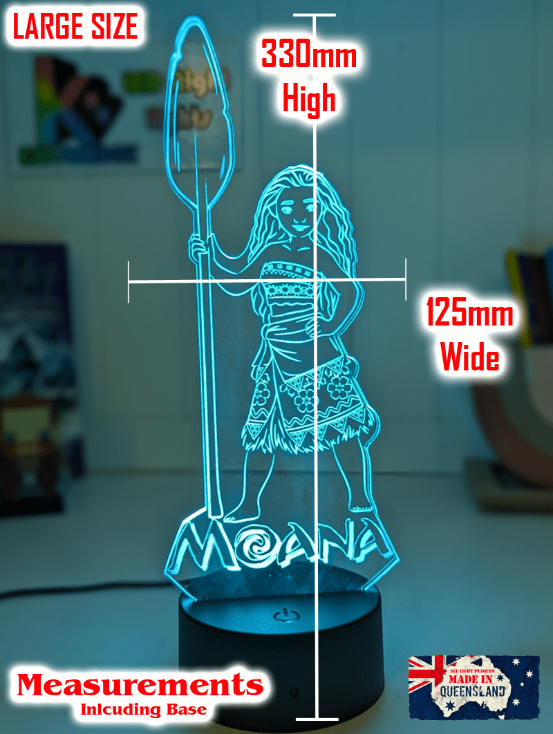 Moana of Motuni Personalised Name 3D LED Night Light Childrens Bedroom Lamp - KustomboxNight Lights & Ambient LightingKustomboxStandard Size