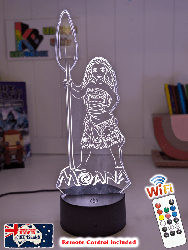 Moana of Motuni Personalised Name 3D LED Night Light Childrens Bedroom Lamp - KustomboxNight Lights & Ambient LightingKustomboxStandard Size