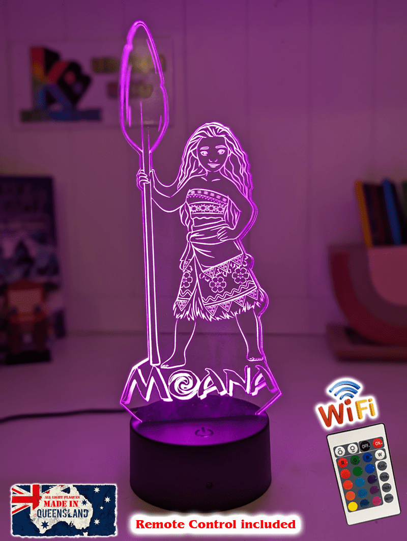Moana of Motuni Personalised Name 3D LED Night Light Childrens Bedroom Lamp - KustomboxNight Lights & Ambient LightingKustomboxStandard Size
