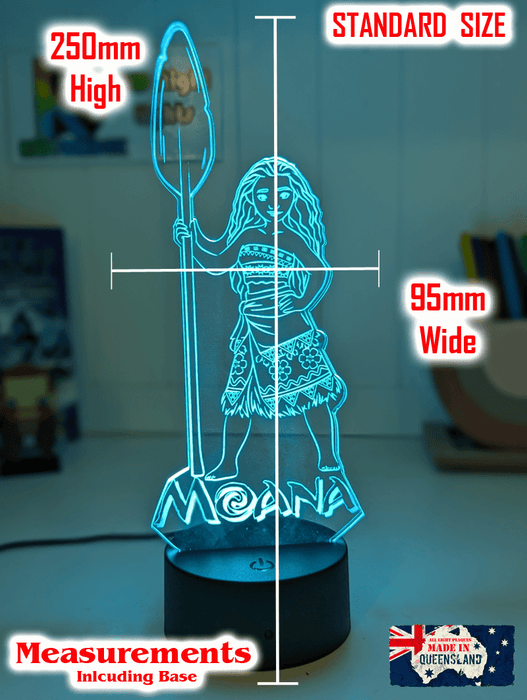 Moana of Motuni Personalised Name 3D LED Night Light Childrens Bedroom Lamp - KustomboxNight Lights & Ambient LightingKustomboxStandard Size
