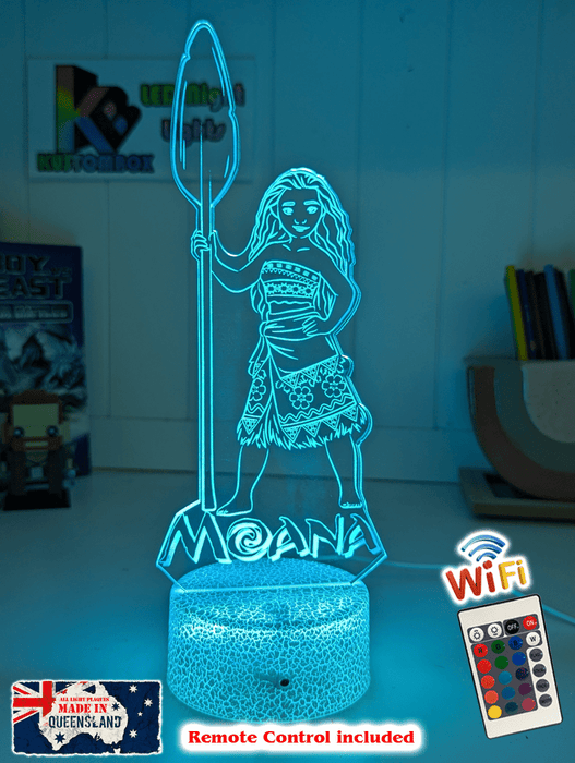Moana of Motuni Personalised Name 3D LED Night Light Childrens Bedroom Lamp - KustomboxNight Lights & Ambient LightingKustomboxStandard Size