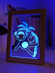 Monkey Safari Tree Animal - Personalised Name Timber Frame USB 3D LED Night Light Lamp - KustomboxNight Lights & Ambient LightingKustomboxTimber Frame Light - $34.99