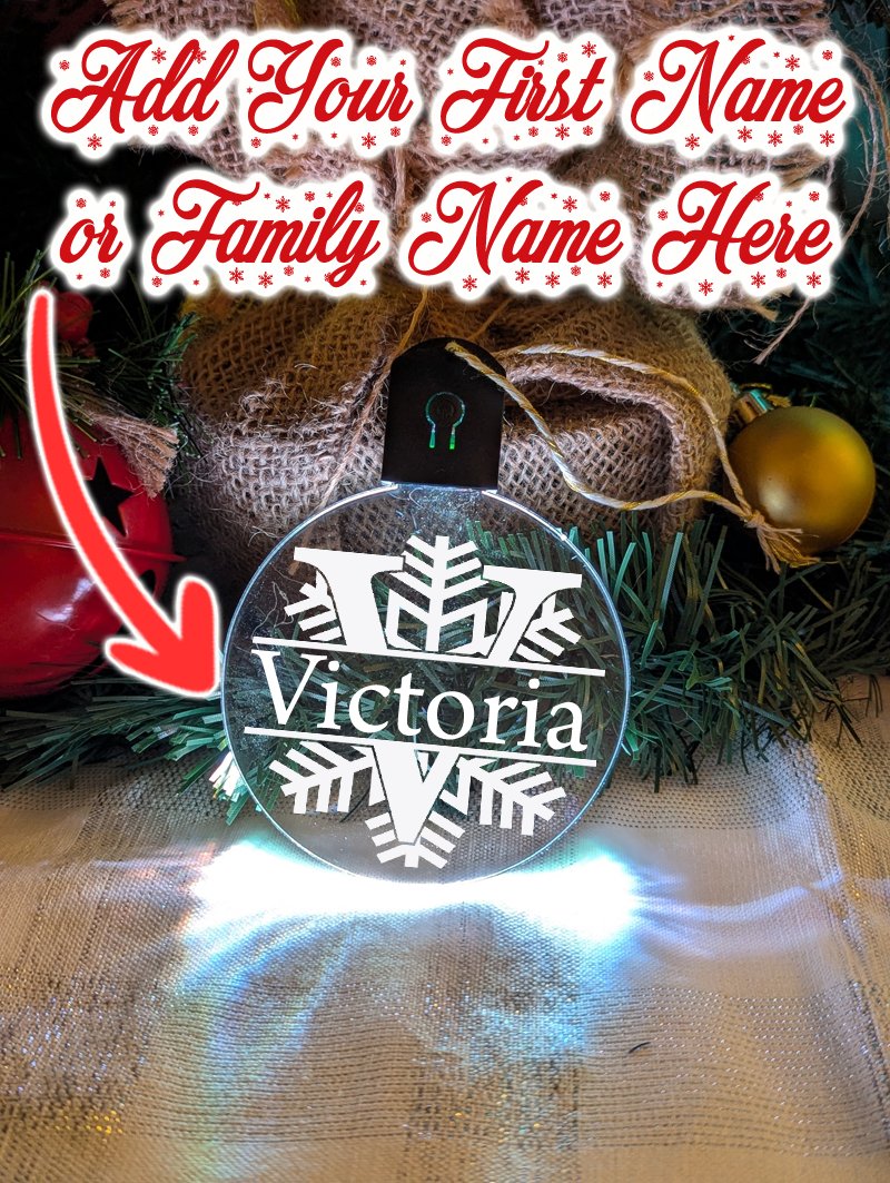 Monogram Inital U,V,W,X Personalised Name Christmas Bauble Decoration - KustomboxNight Lights & Ambient LightingKustomboxBauble - Standard Size