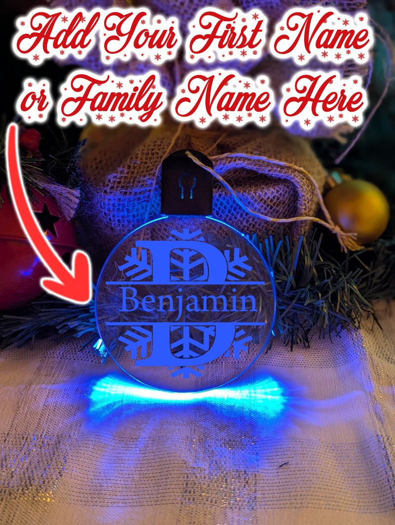 Monogram Initial A, B, C, D Personalised Name Christmas Bauble Decoration add your family name or given 