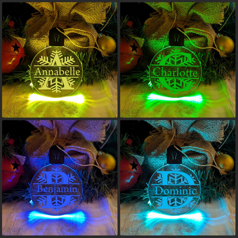 Monogram Inital A B C D Personalised Name Christmas Bauble Decoration  7 colours 