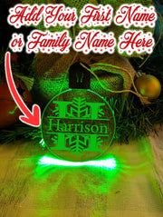Monogram Initial E, F, G, H Personalised Name Christmas Bauble Decoration rechargeable light 