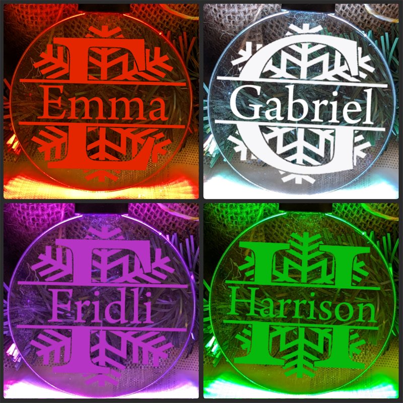 Monogram Initial E, F, G, H  Personalised Name Christmas Bauble Decoration 