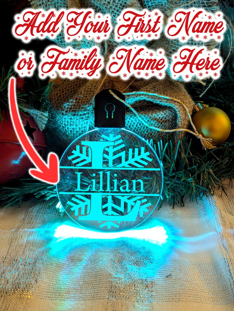 Monogram Initial I, J, K, L  Personalised Name Christmas Bauble Decoration - custom name 